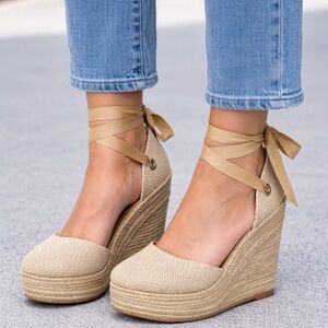 Women's Tan Wedge Espadrilles like Michael Kors